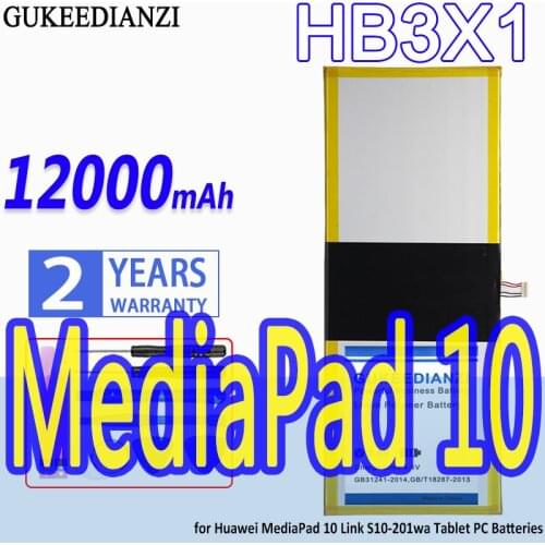 High Capacity GUKEEDIANZI Battery HB3X1 12000mAh For Huawei MediaPad 10 Link S10-201wa S10-201WA 201u MediaPad10
