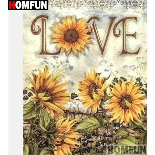 HOMFUN Full Diamond "Sunflower letter" DIY 5D Diamond Painting Cross Stitch Home Decor Picture Of Rhinestone Handmade A27540