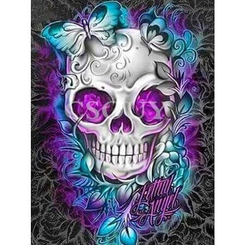 Diy Diamond Painting Cross Stitch Skull Flowers Full Square / Round Diamond Embroidery Home Decor Mosaic Needlework Home Decor