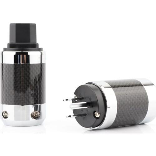 US Version Carbon Fiber Rhodium Plated DIY AC Power Electrical Male female connector IEC Plug