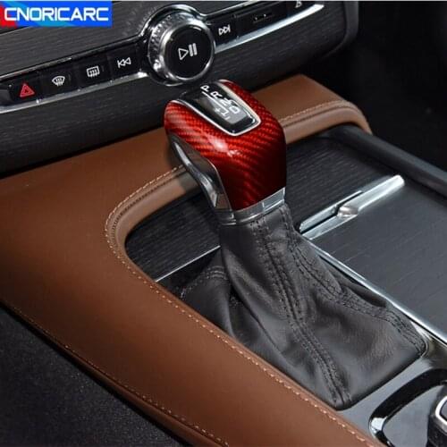 Car Carbon Fiber Console Gear Shift Head Decoration Cover Trim For Volvo XC60 S60 V60 S90 XC90 V90CC Interior Accessories