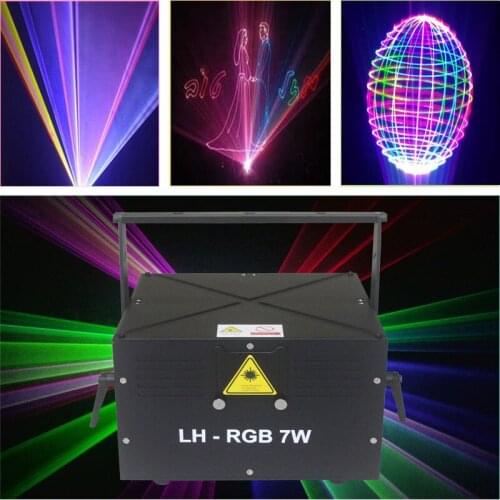 Free Shipping Aniamtions Patterns Mixing Laser Projector Effect Stage 7W RGB LED Light Show Disco Party Lighting