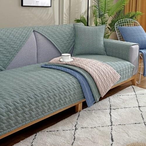 Thicken Non-slip Sofa Cover Four Season Universal Sofa Cover for Living Room Solid Color Corner Chaise Couch Cover Cushion Towel