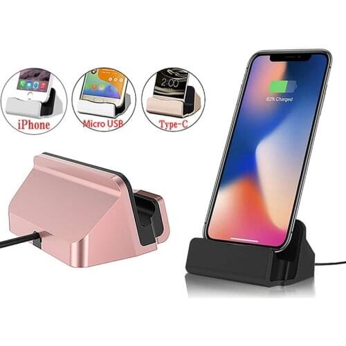 For Xiaomi Poco F3 Redmi Note 10 9 Pro Docking Station USB Phone Charger For iPhone Samsung IOS/Type-C/Micro USB Stand Charger