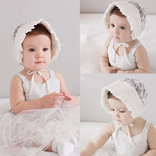 Emmababy Infant Baby Newborn Baby Lace Hats Caps Lovely Girl Lace Kids Flower Beanie Bonnet Headdress Hat for 3-24 M