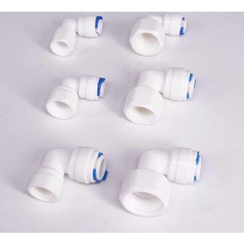 Fit for 1/4" 3/8" OD Tube 1/4" 3/8" 1/2" BSP Female Thread Elbow L Connector Fitting Aquarium Reverse Osmosis RO Water dispense