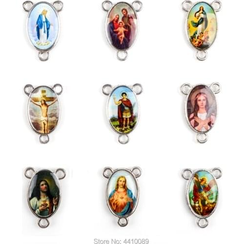 Catholic Rosary Center 3 Holes Connector Color Sticker Picture Jesus Our Lady Mary