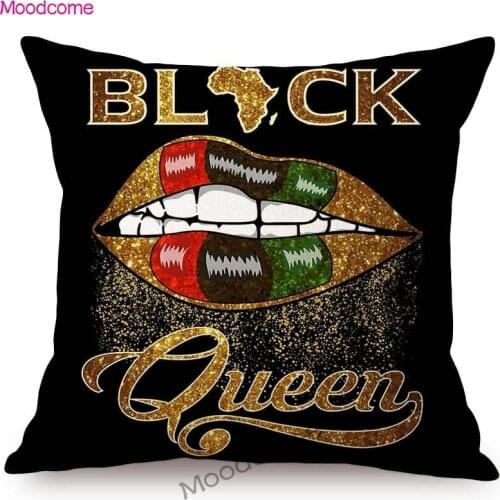 Fashion Black Queen African Princess Cartoon Afro Girl Sexy Lips Home Decorative Sofa Throw Pillow Case Africa Cushion Cover