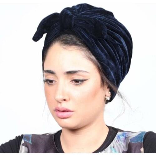 Fashion bow velvet women head scarf turban ready to wear inner hijabs femme musulman hijab caps India wrap turbante mujer
