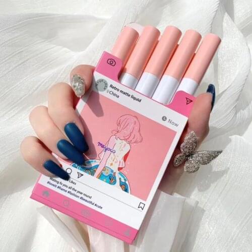 MUGELEEN 5PC/set Pink Cigarette Tube Lip Gloss Set Velvet Matte Lipstick Waterproof Makeup Red Lip Tint Sexy Lip Glaze TSLM1