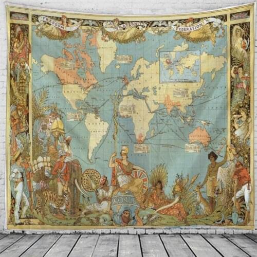 World Map Antique Decoration Tapestry Wall Hanging Tapestries For Home Deco Living Room Bedroom Wall