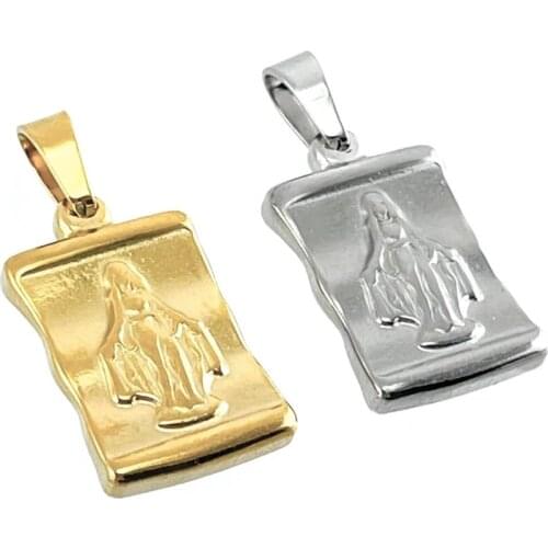 Stainless Steel Virgin Mary St. Benedict Charm Gold/Silver Color Metal Medalla Virgen Saint St Benedict Charms wholesale 10pcs