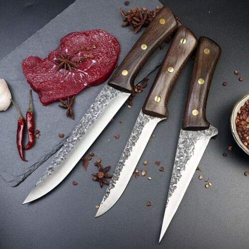 Sharp Professional Multi-purpose Knife Hand Forged Boning Knife 5Cr15 Meat Slices Cooking Chef Knife Holster EDC Tool