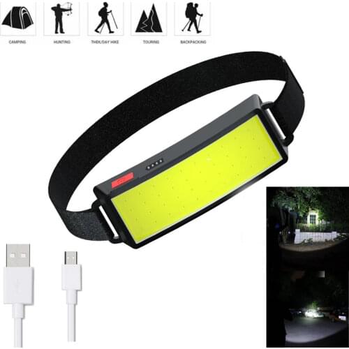 LED COB Headlight Portable USB Rechargeable Headlamp Lighting Flashlight Torches Outdoor Camping Fishing Cycling Emergency Lamps