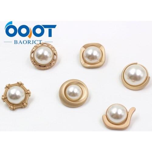 A-19512-484,10 pcs 18/20/22/24/25mm White Faux Pearl gold Metal Button Shank Sewing Buttons for Woman Clothes Lady Girl Dress