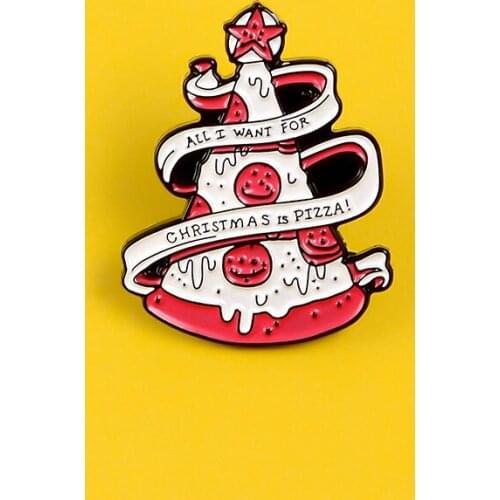Delicious fruit ice cream pizza Christmas hat snowflake pentagram brooch letter ribbon logo shirt badge coat pin jewelry gift