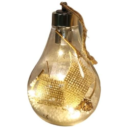 Christmas Hanging Lamp Bulb Plastic Clear LED Light Ball Baubles Sphere Fillable Christmas Tree Ornament Xmas Decor