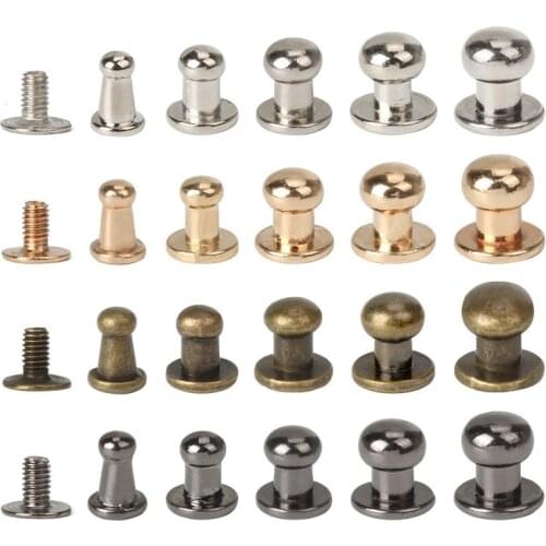 20Sets Metal Alloy Knob Screw Rivets Studs DIY Crafts Leather Belt Watchband Round Monk Head Rivets Spikes Decor Nail Buckles