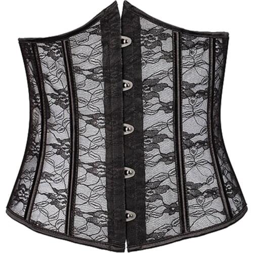 Sexy Womens Corset Black White Gothic Clothes Breathable Lace Ribbon Summer Fashion Body Shapewear Women Bustier