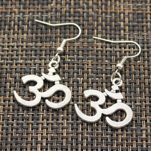 Antique Silver Color Color Yoga Om Yoga Girl Practitioners Charm Drop Earring, Dangle Earrings For Womens