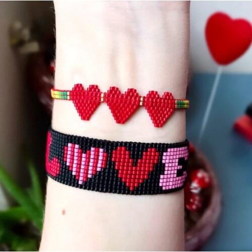 Pretty Bead Heart Bracelet For Women Fashion Leopard Boho Miyuki Tassel Bracelets For Girl Bead Jewelry Friendship Gifts