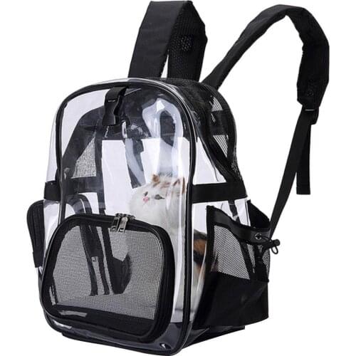Portable Folding Small Cats Dog Carry Bag Kitten Carrier Mesh Breathable Transparent Pet Backpack Outdoor Travel Bag