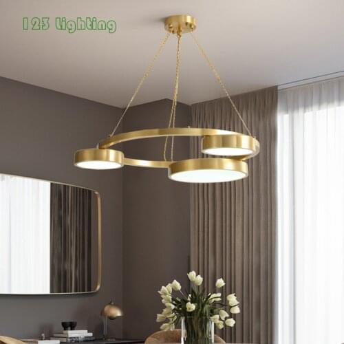 Modern Round LED Chandelier Restaurant Bar Hanging Light Fixtures Gold Black Bedroom Lamp Luminaire Suspension Home Deco
