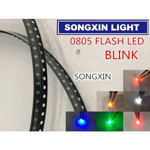 100pcs 0805 Flash LED SMD Diodes WARM White RED Blue Green Yellow Orange RGB Light Emitting Diod Alto Brilho 0805 Blink Color