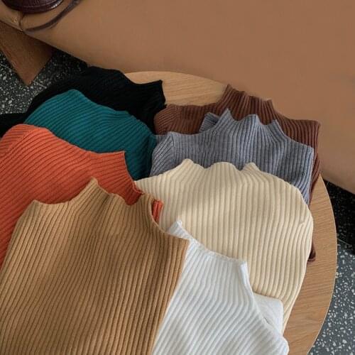 Zjaiss Pullover Ribbed Knitted Sweater Autumn Winter Clothes Women 2021 High Neck Long Sleeve Slim Basic Woman Sweaters Tops