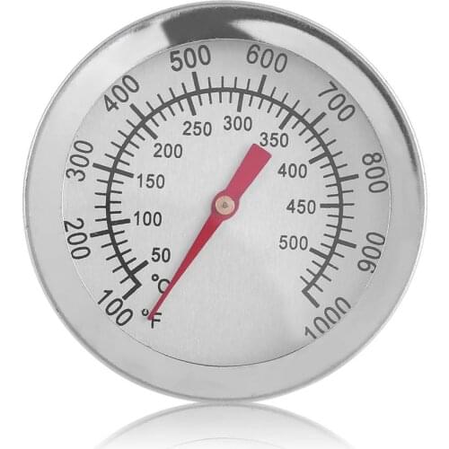 Stainless Steel BBQ Smoker Grill Thermometer Temperature Gauge 100-1000 Degrees Fahrenheit 50-500 Degrees Celsius