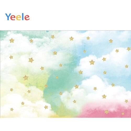 Colorful Cloud Golden Star Newborn Baby Shower Birthday Backdrop Photography Background For Photo Studio Vinyl Photophone Booth