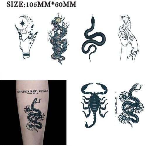 Snake Temporary tattoo sticker Flowers animals skulls Waterproof fake tattoo for men and women 105*60mm