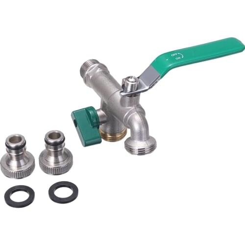 High Quality Brass Double Tap Connector Garden Outdoor Tap Valve Faucet 1/2" / 3/4" For Home Garden Tap Connector