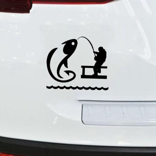Car Sticker Funny Fishing On Board 17.5*15cm Car-Styling Motorcycle Vinyl Car Accessories