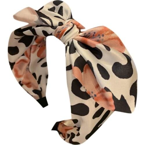 Womens Hair Accessories Leopard printing Female Cross Bow knot Bandwidth Side Headdress Fashion Sweet Girl Hair Ornament