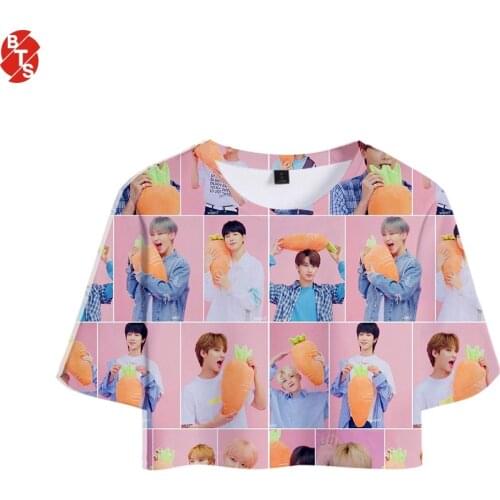 Kpop Bang Store Seventeen 3D Printed Women Crop Tops Fashion Summer Short Sleeve T-shirts 2019 Hot Sale Casual Girls Sexy Wear