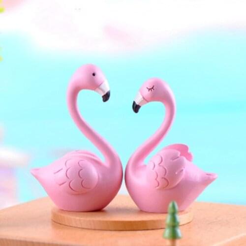 ZOCDOU 1 Piece Flamingo Moss Micro Landscape Resin Crafts Small Decoration Cake DIY Scene Accessories