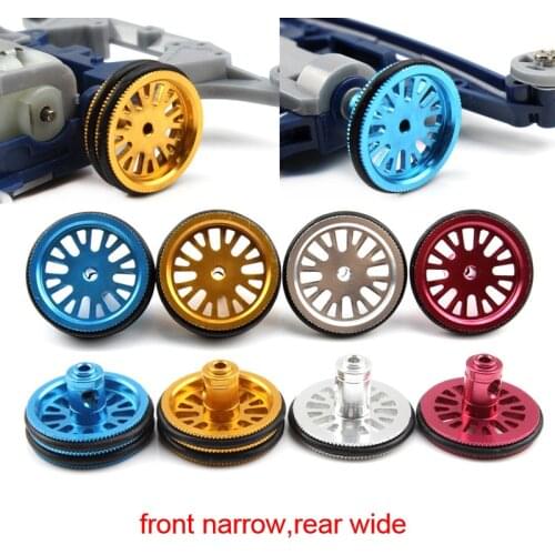 1Set Competitive Team of Dream Mini 4WD Brothers Car Front Narrow Rear Wide Aluminum Alloy Wheel Tire 17111 Not Easy To Fall Off