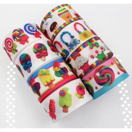 10y 1" 25mm Grosgrain print Candy ice cream Ribbons For Wedding Party Decor Bow Handcraft DIY Sewing Garment Wrapping Materials