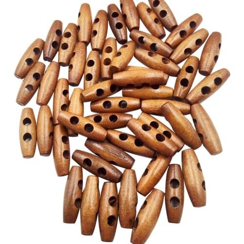 50 Pieces 2 Holes Wooden Buttons Natural Stitching Scrapbooking Garment Clothes Accessories DIY 30 x 10 mm