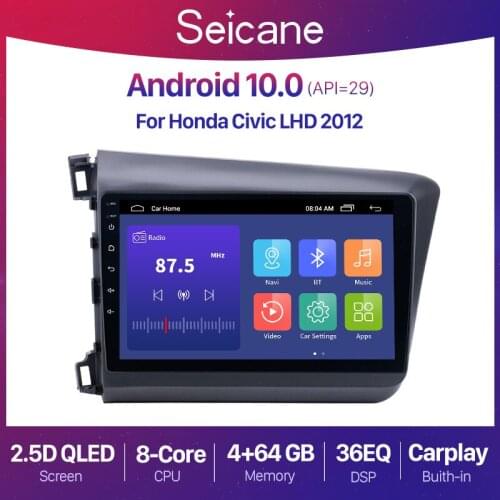 Seicane 9" Android 10.0 2+32G QLED Car Radio GPS Navigation for Honda Civic 2011 2012 2013 2014 Audio System 2 din Support TPMS