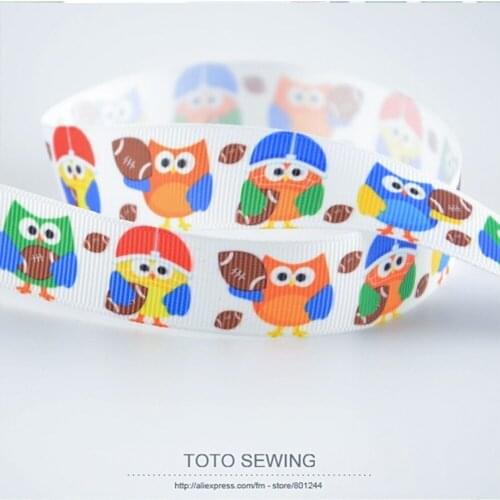 Free shipping cute owl designs min order is $5 (mix order) 7/8" 22mm DIY printed grosgrain ribbons polyester TOTO SEWING