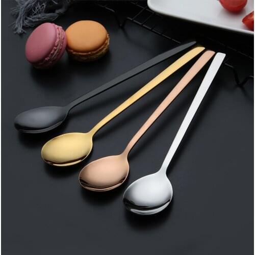 Free custom lettering Korean spoon stainless steel spoon thick 304 long handle creative tableware spoon creative Diy