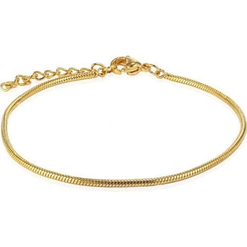 RIR Stainless Steel Golden Trend Snake Chain Bracelet Minimalist Chain Style Ladies Bracelet Daily Jewellery Gift