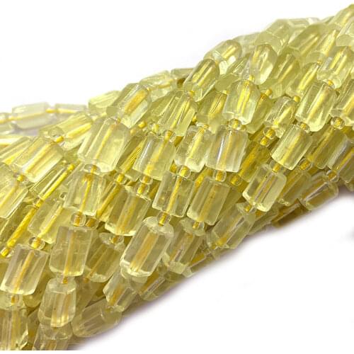 6x8mm Natural Yellow Lemon Quartz Beads 38cm Column Barrel Spacer DIY Loose Beads For Jewelry Making Beads Bracelet Necklace