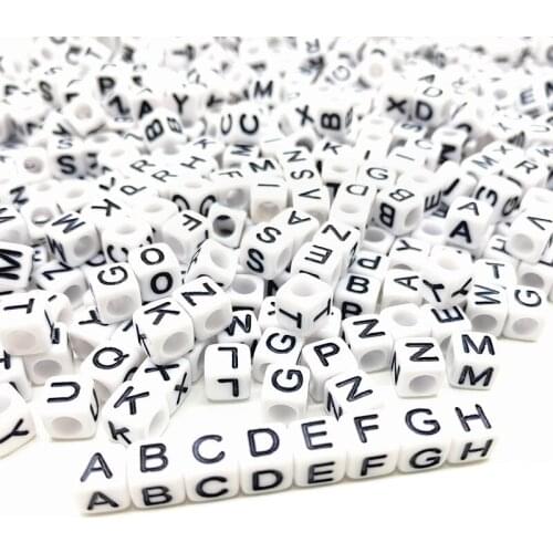 100pcs 6mm Letter Beads Square 26 Alphabet Beads White Acrylic Beads DIY Jewelry Making For Bracelet Necklace Accessories