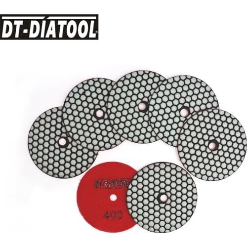 DT-DIATOOL 7pcs/pk 4" Dry Polishing Pad Flexible Resin 100mm Diamond Polishing Pads For Marble Concrete Floor Grinding Disc #400