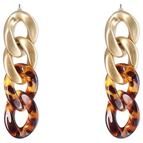 E7822 Matte Gold Color Resin Leopard Link Chain Dangle Earrings New Women Simple Designer Jewelry Wholesale