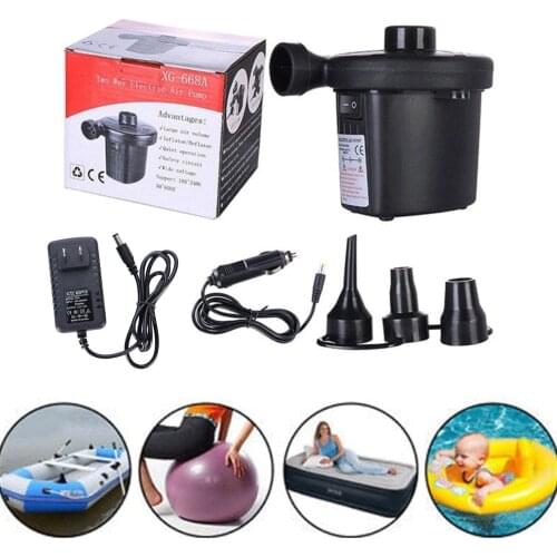 Electric Air Pump Potable Inflatable Compressor For Mattress Swimming Pool Fast Air Filling Inflator with 3 Nozzles