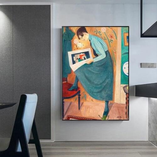 Europen Young Women Wall Art Canvas and Print Pictures Modern Oil Painting for Living Room Home Interior Decorations